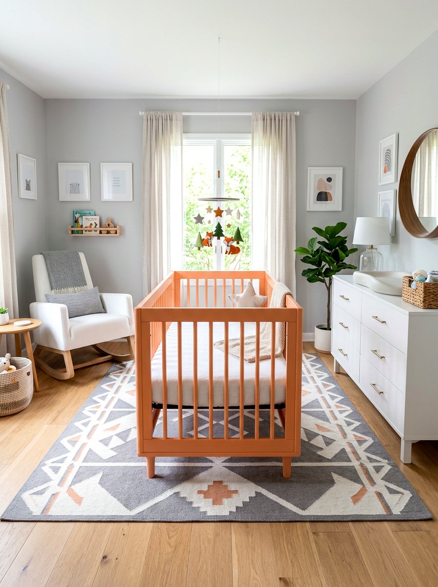 Modern Apricot Crib - 30 apricot nursery ideas