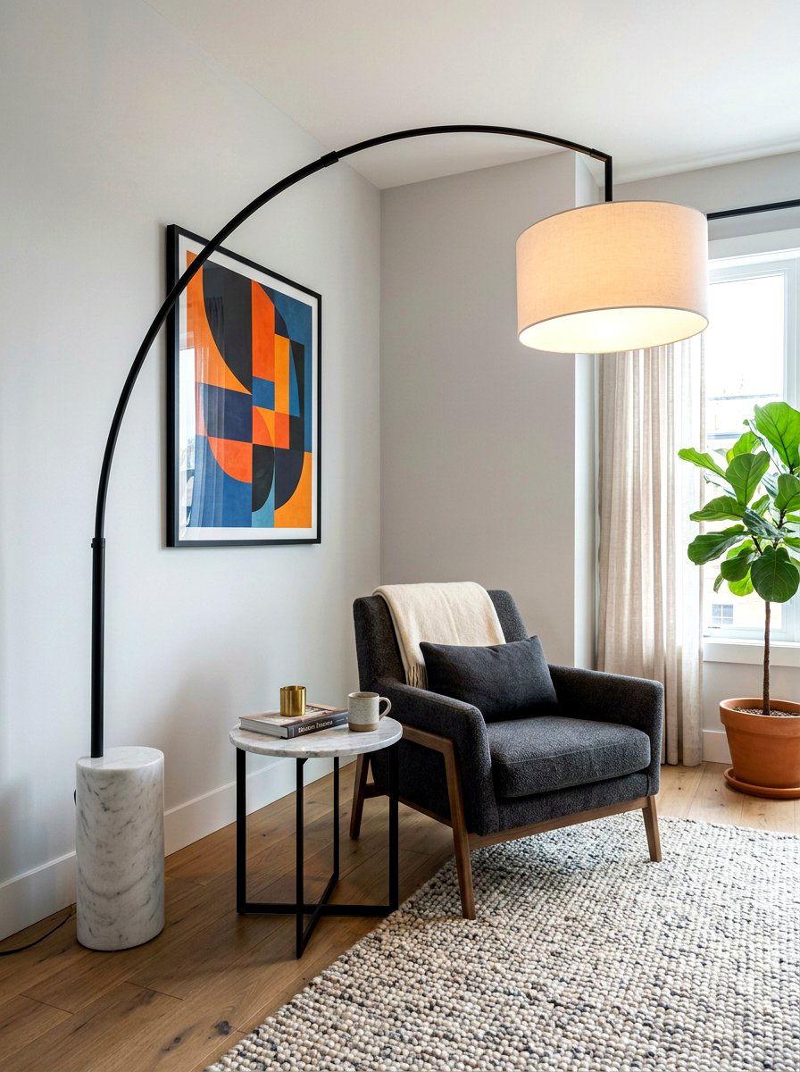 Modern Arch Floor Lamp - 30 reading lamp corner ideas