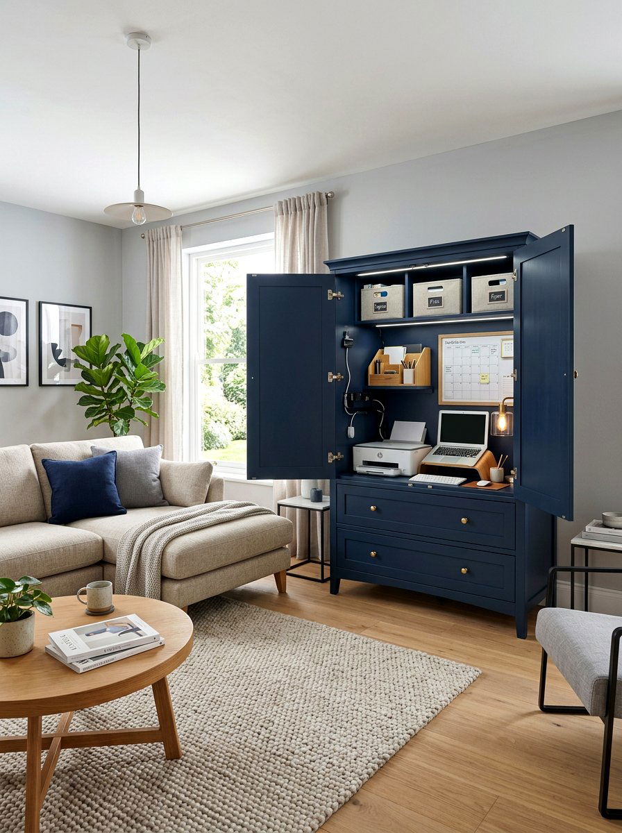Modern Armoire Printer Station - 30 hidden printer cabinet ideas