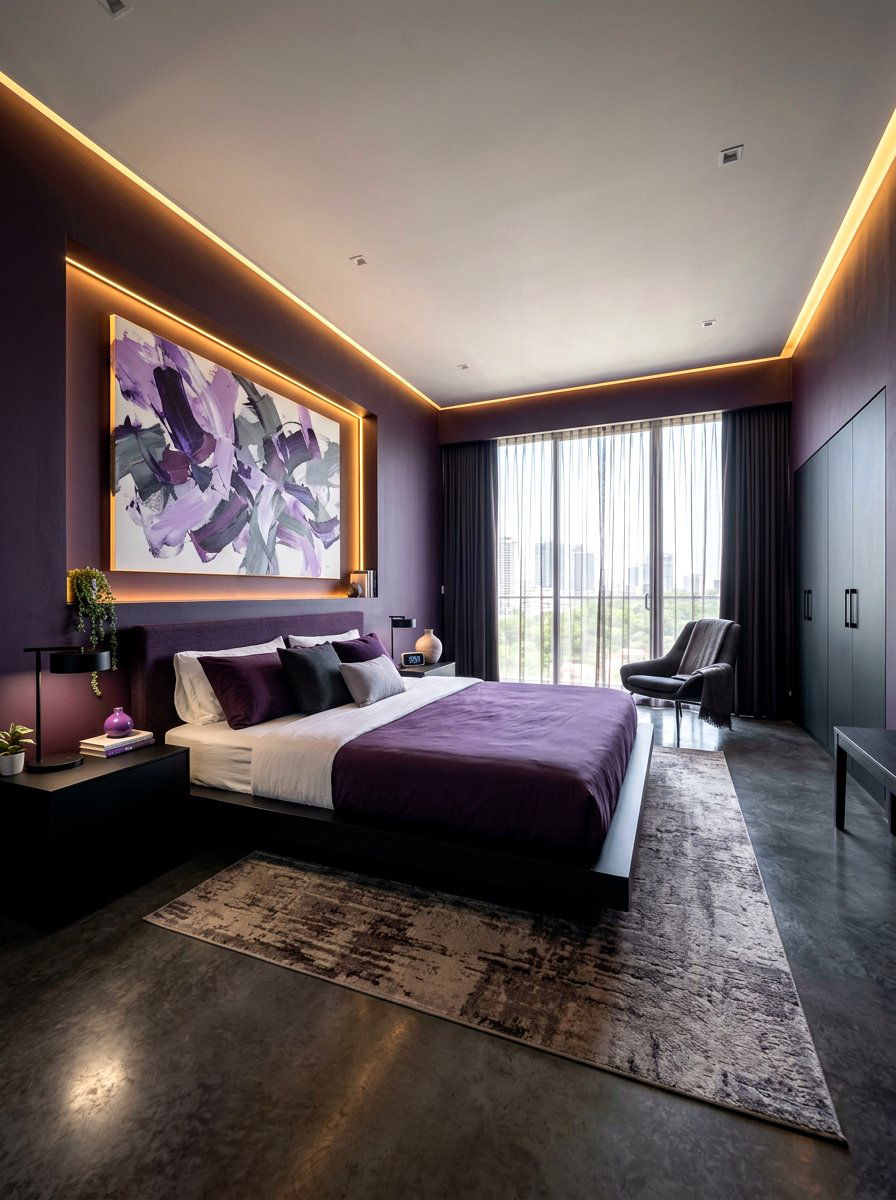 Modern Aubergine Bedroom - 30 aubergine bedroom ideas