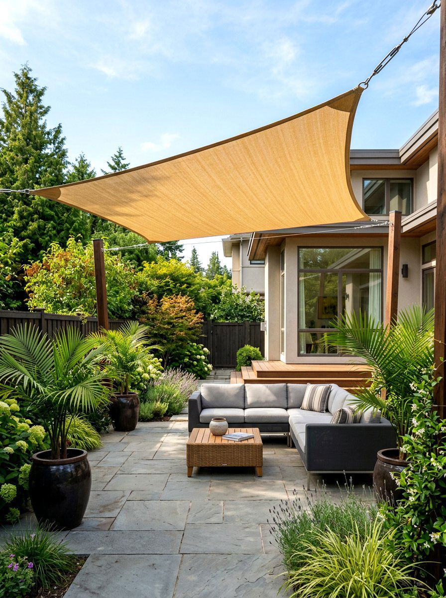 Modern Backyard Patio Shade Sail - 30 shade sail ideas