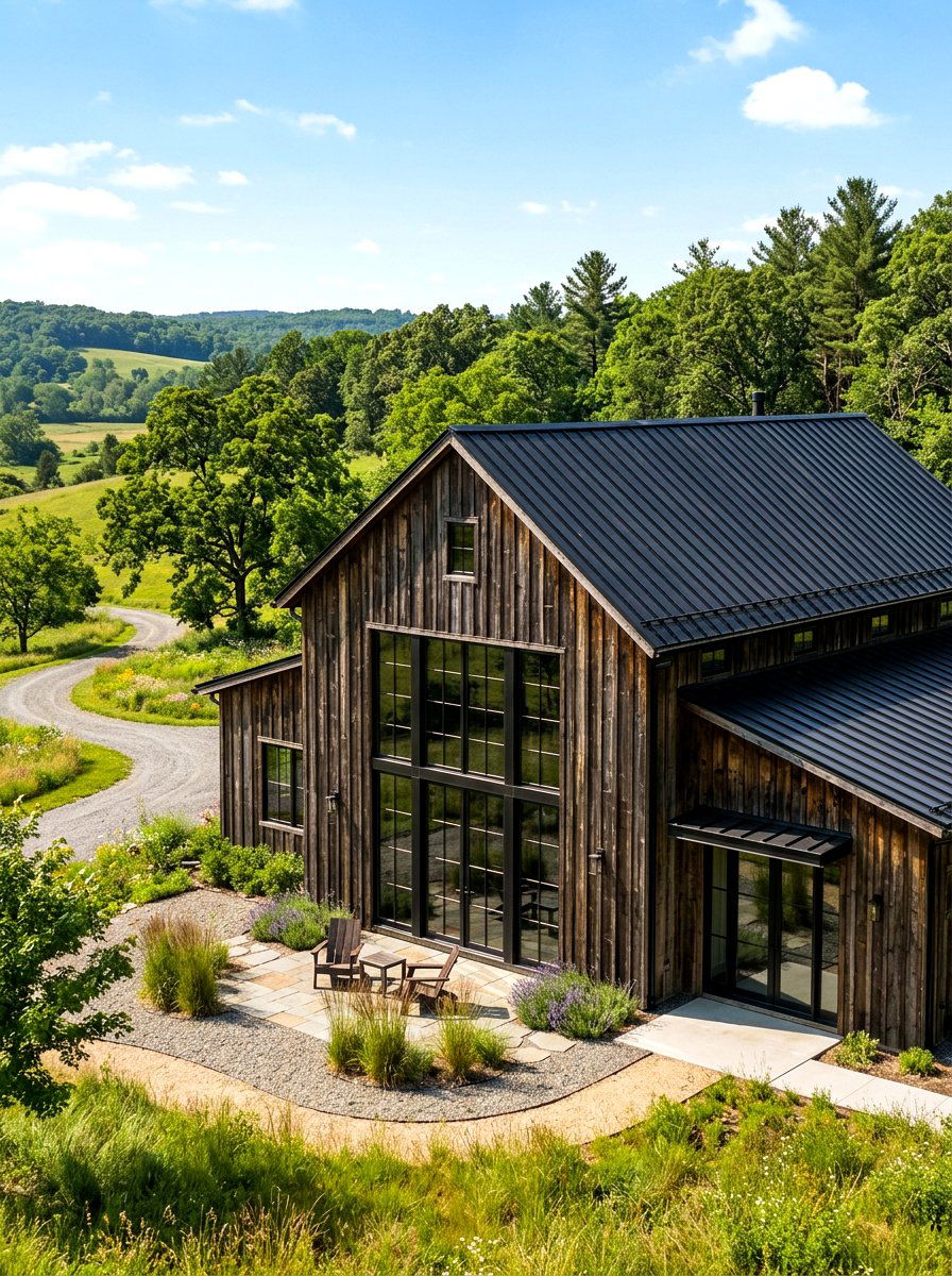 Modern Barn Conversion - 30 black bronze window exterior ideas