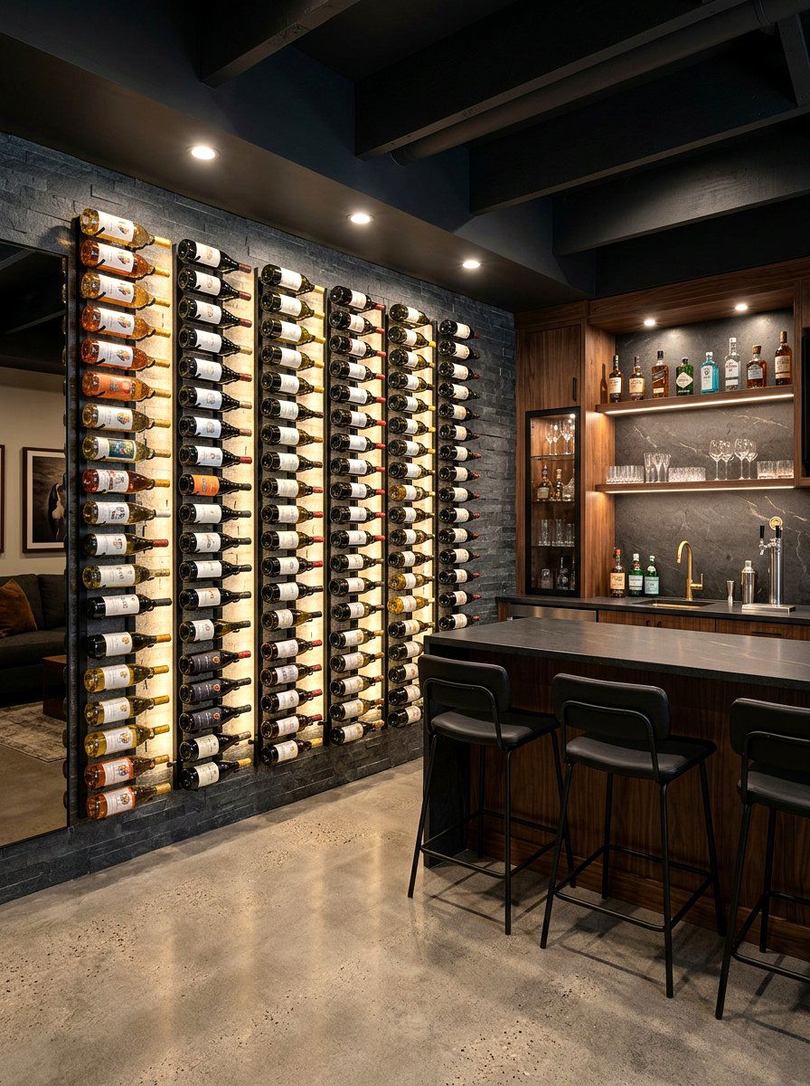 Modern Basement Wine Wall - 30 basement wine room ideas