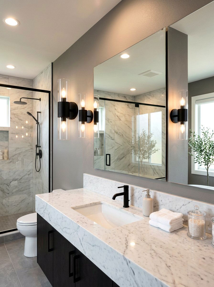 Modern Bathroom Sconce - 30 quiet luxury bathroom ideas