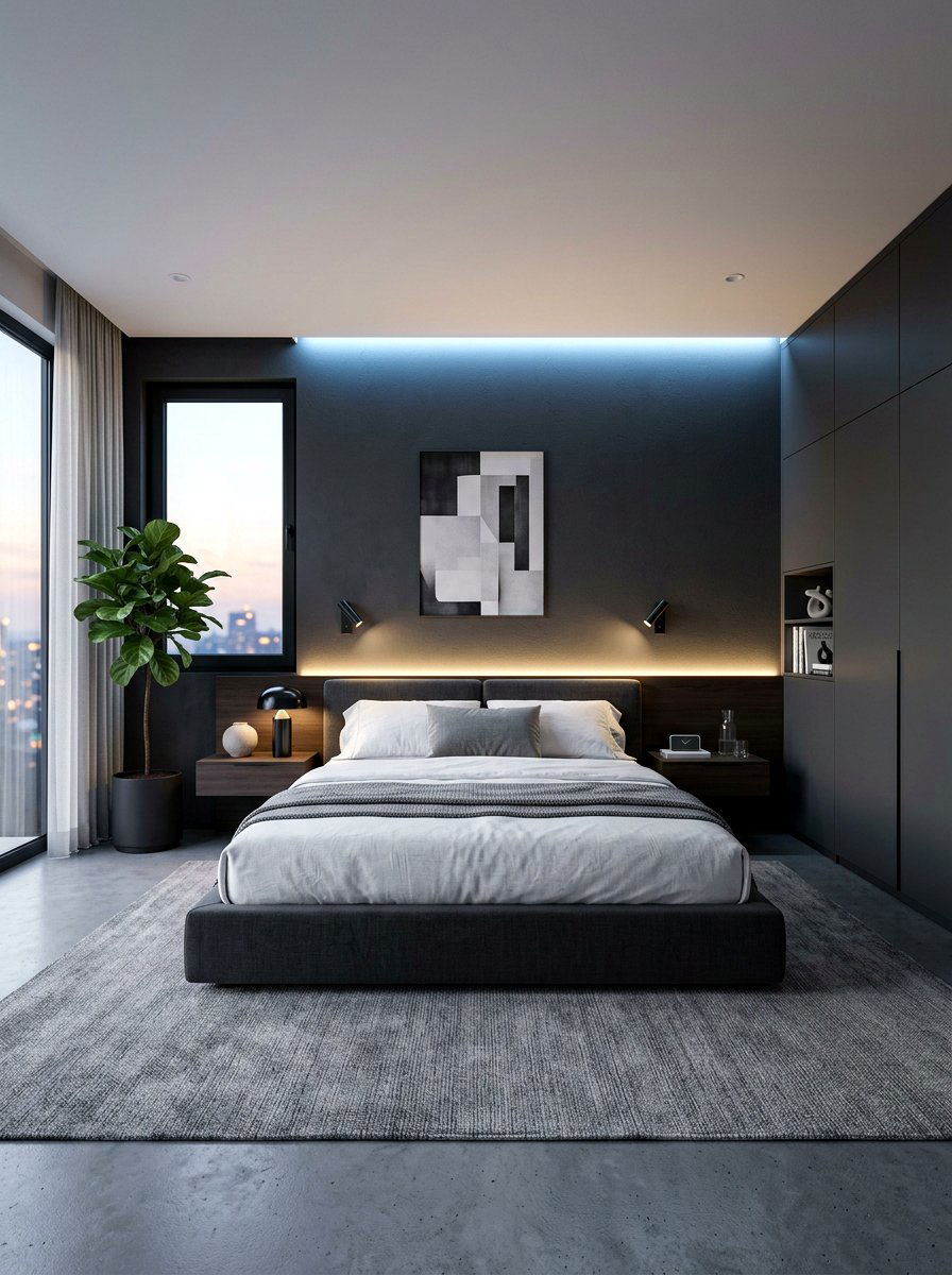 Modern Bedroom With LED Headboard Backlight - 30 bedroom lighting ideas