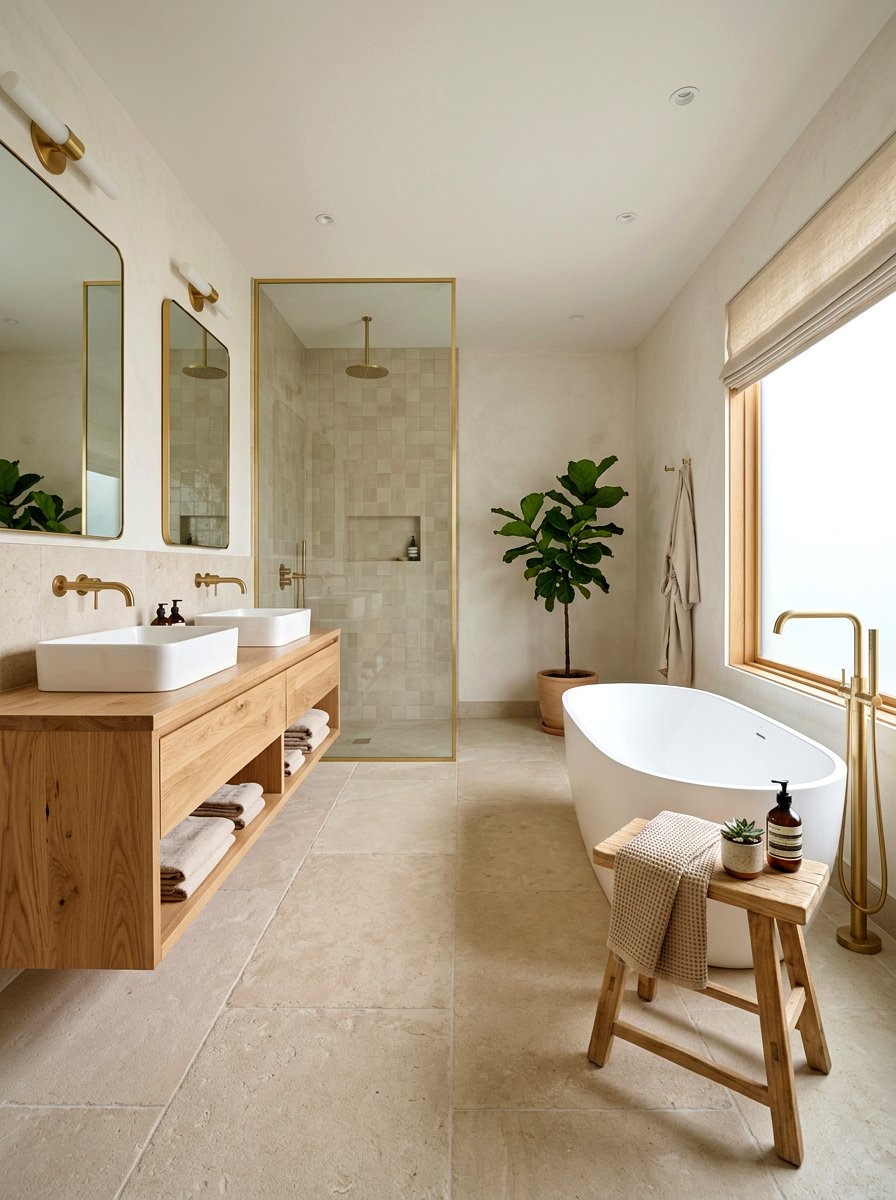 Modern Beige Bathroom - 30 warm minimalist home ideas