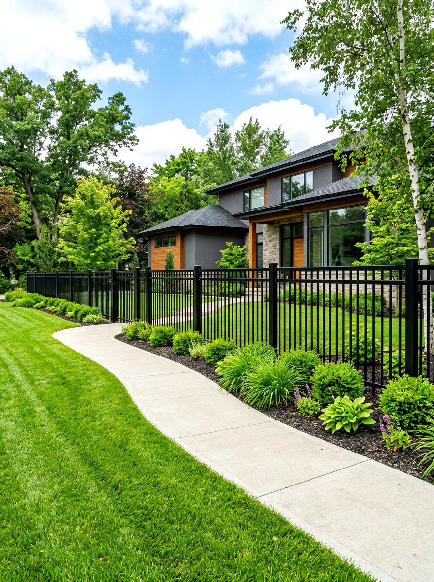 Modern Black Aluminum Fence - 30 metal fence ideas