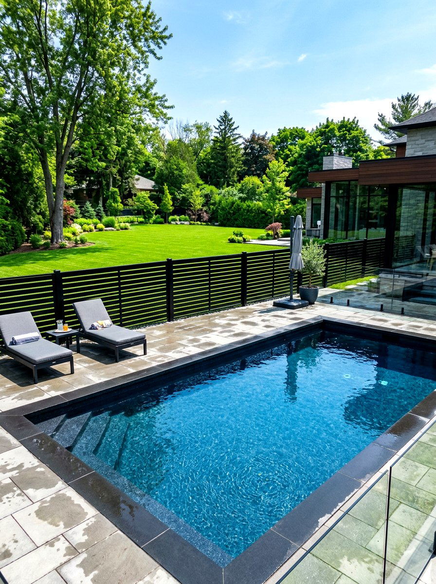 Modern Black Aluminum Slats - 30 poolside privacy screen ideas