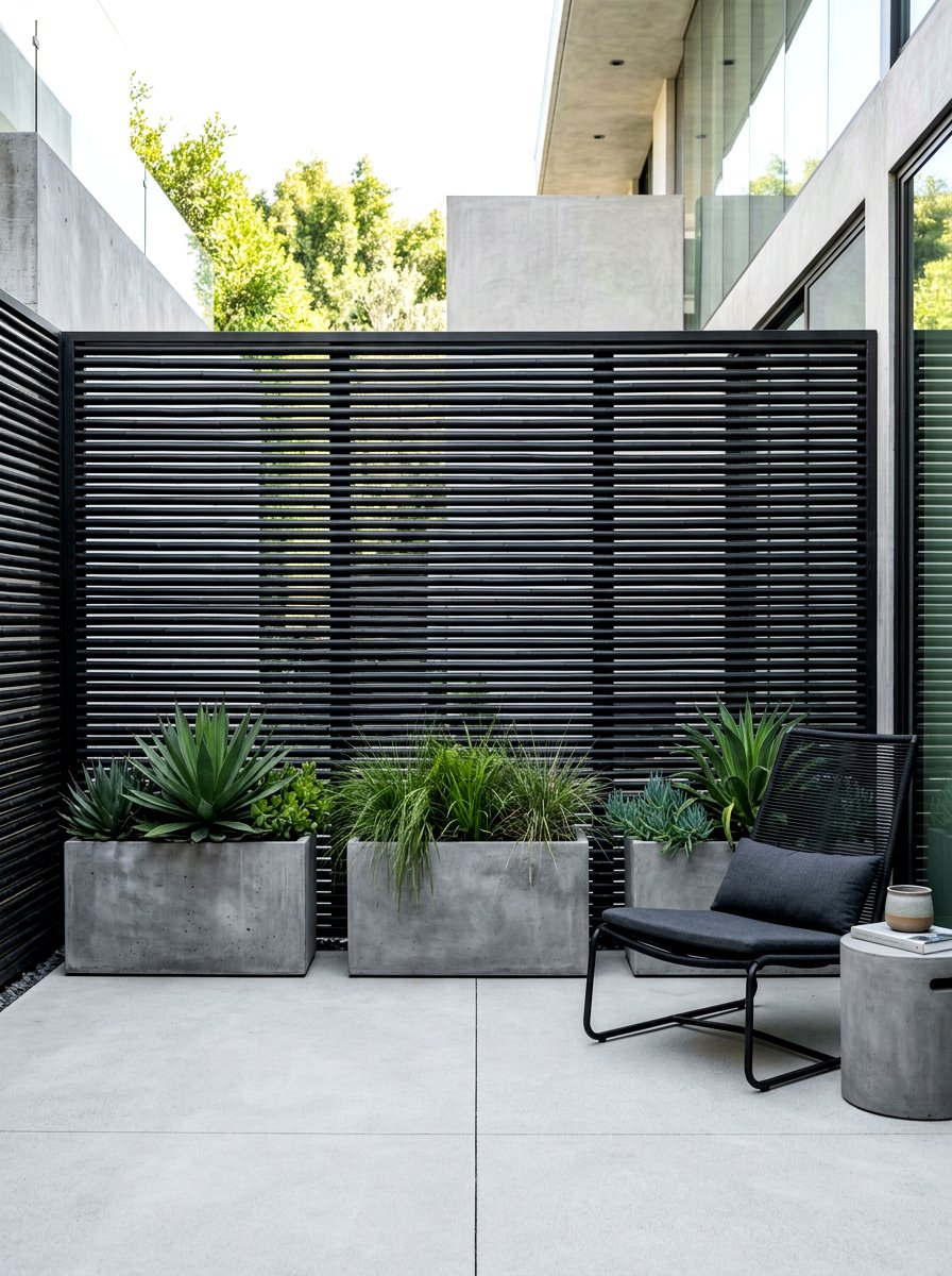 Modern Black Bamboo Slats - 30 bamboo privacy screen ideas