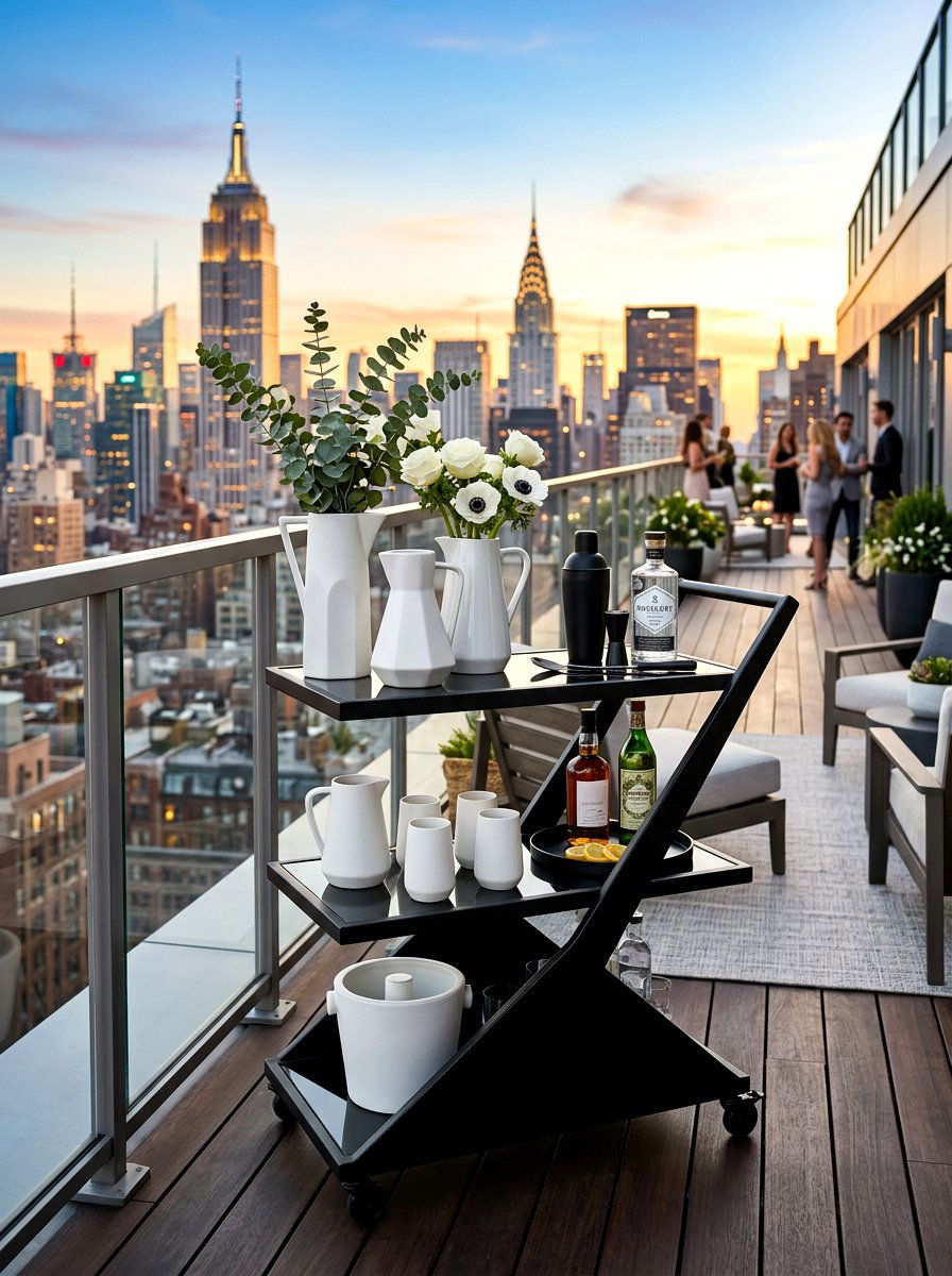Modern Black Bar Cart - 30 outdoor bar cart ideas