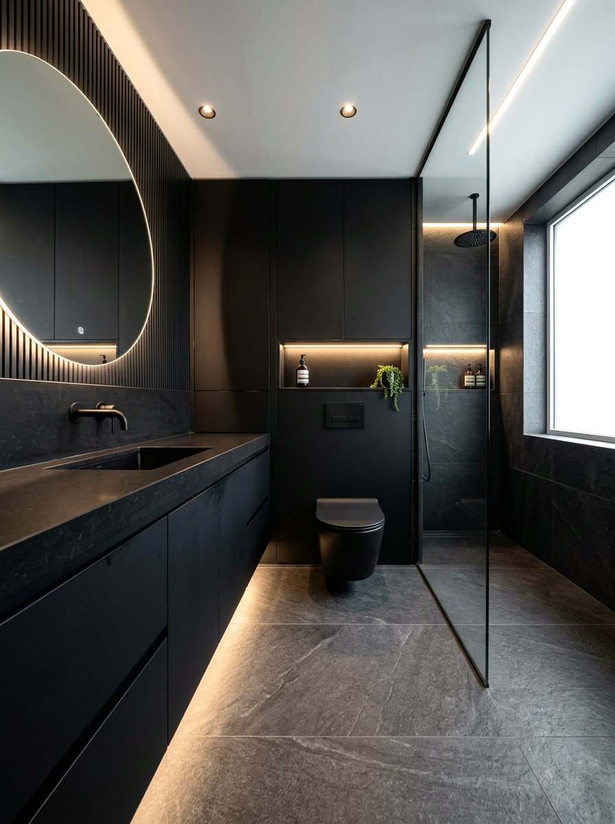 Modern Black Bathroom - 30 black bathroom ideas