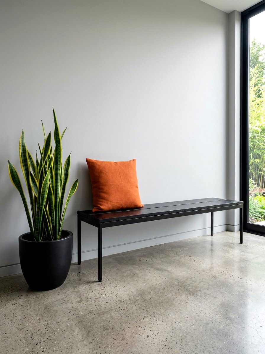 Modern Black Bench - 30 front porch bench ideas