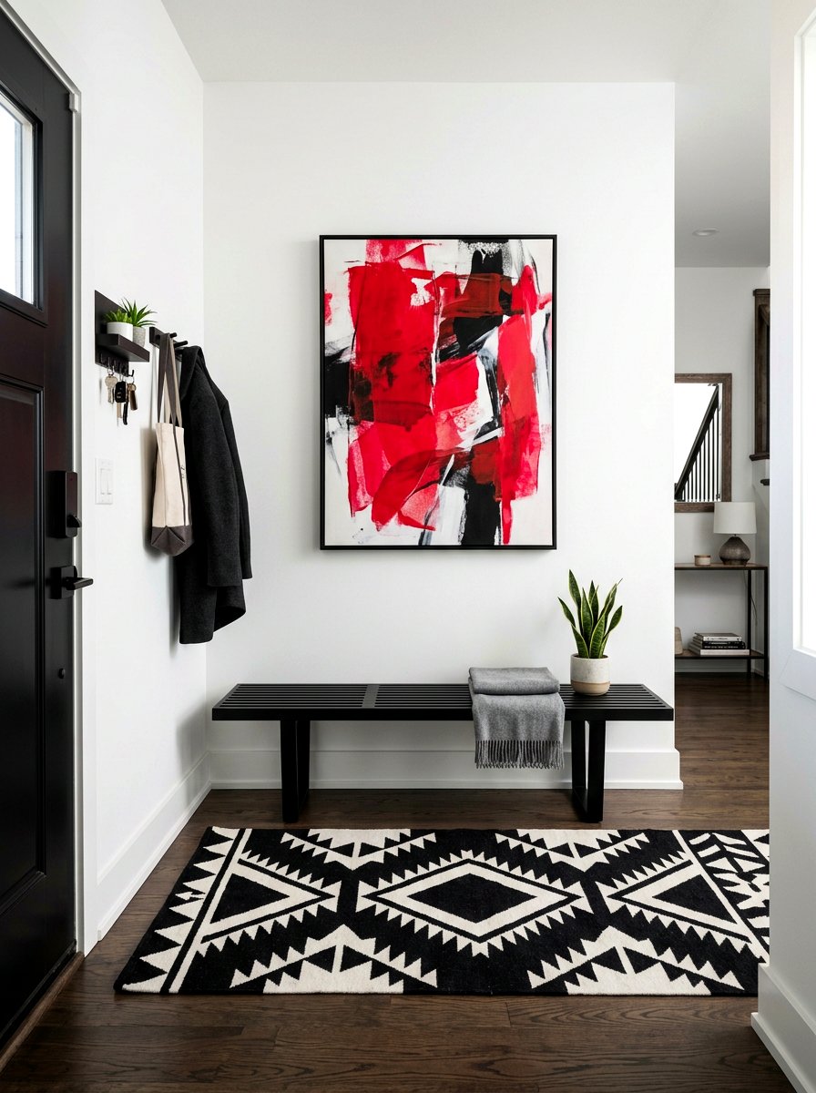 Modern Black Bench - 30 apartment entry bench ideas