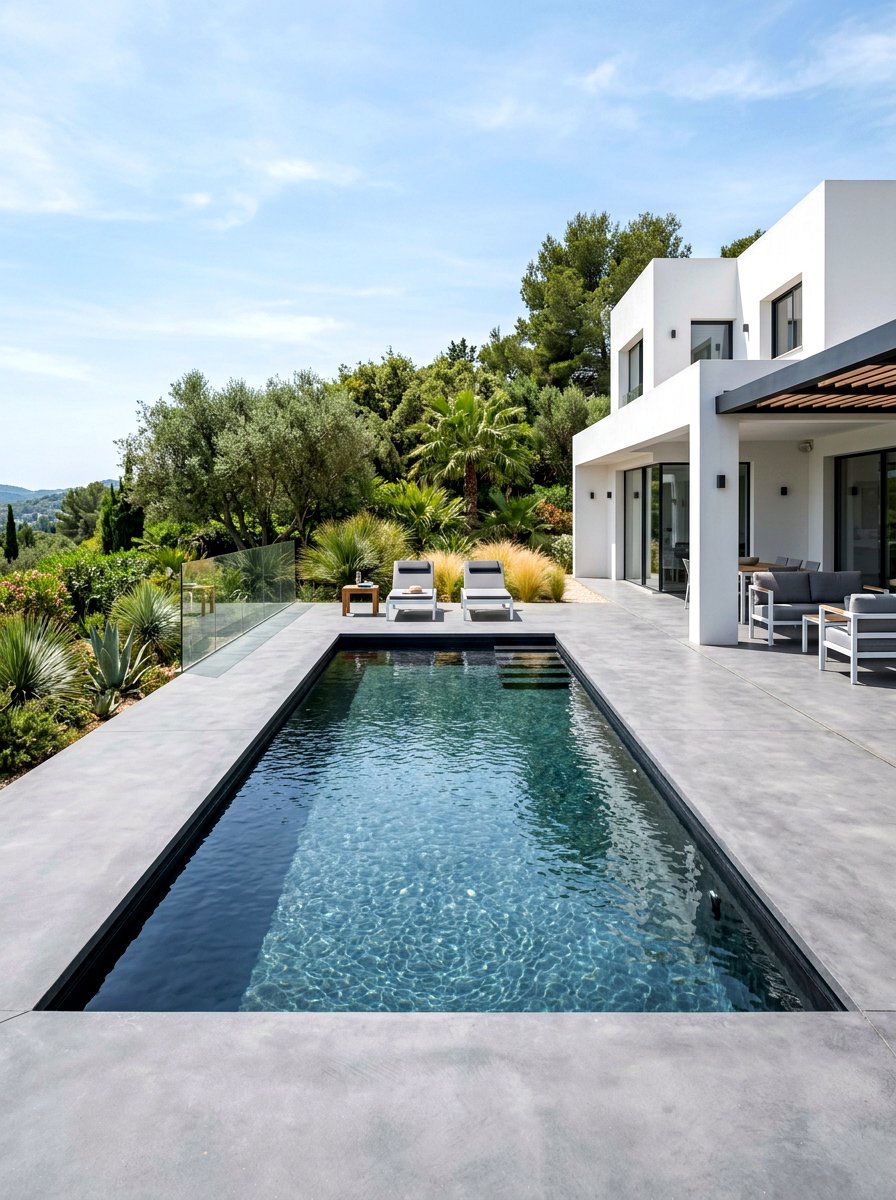 Modern Black Bottom Pool - 30 black bottom pool backyard ideas