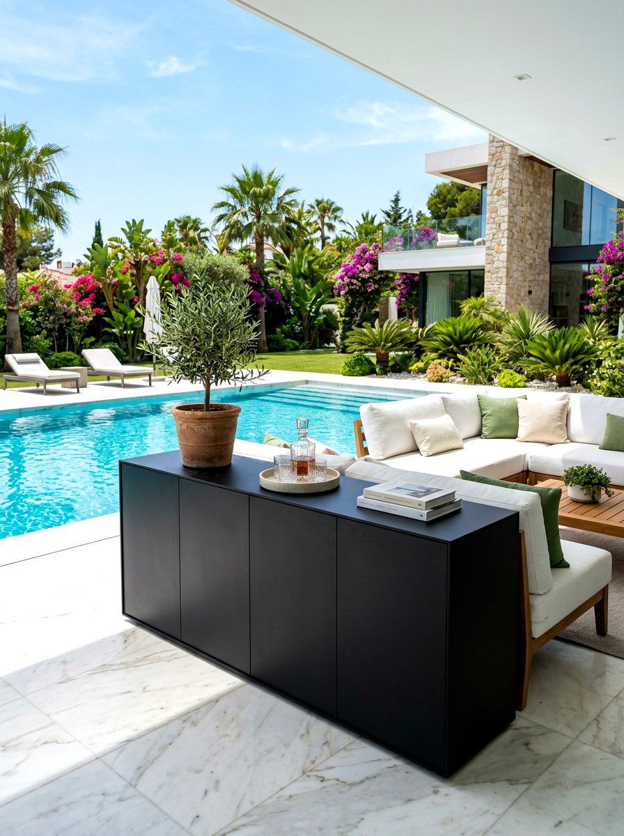 Modern Black Buffet - 30 outdoor buffet cabinet ideas