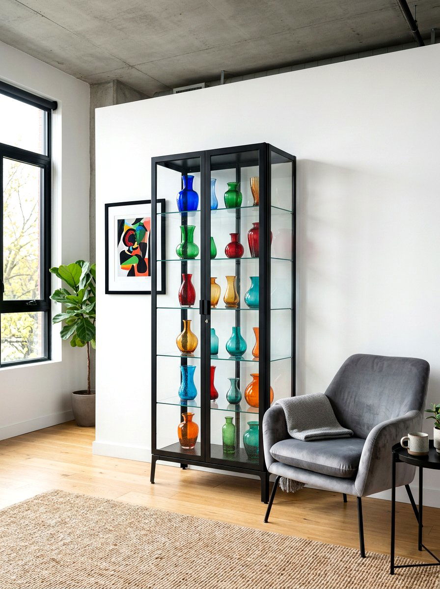 Modern Black Curio Living Room - 30 display cabinet ideas