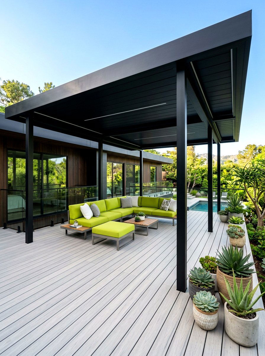 Modern Black Deck Roof - 30 covered deck ideas