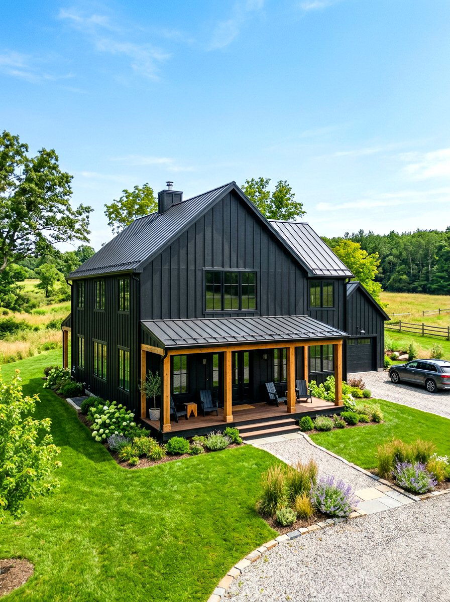 Modern Black Farmhouse - 30 black house exterior ideas