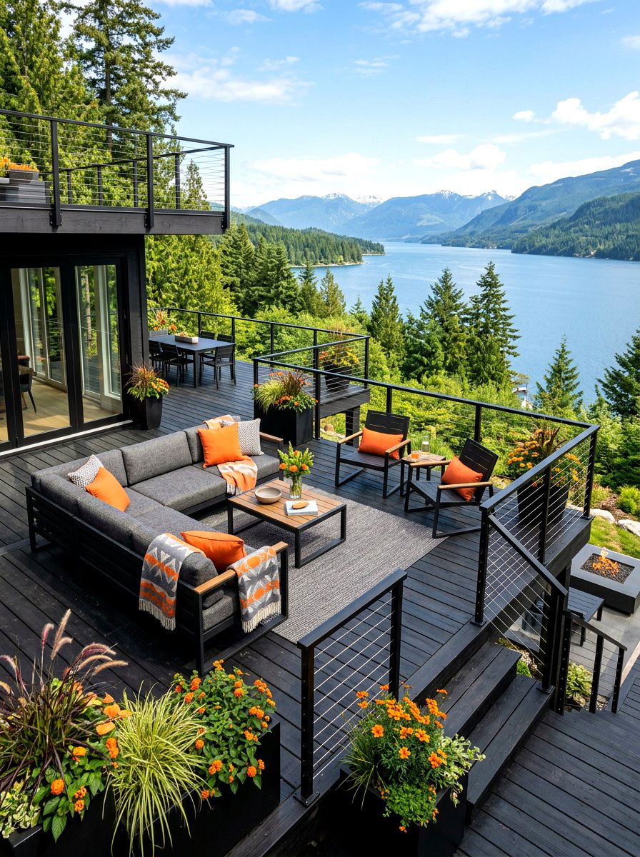 Modern Black Finish - 30 two level deck ideas