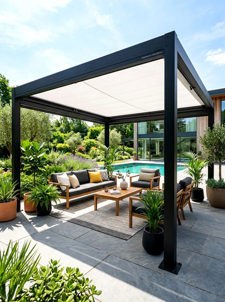 30 Retractable Canopy Patio Ideas for Shade All Summer Long