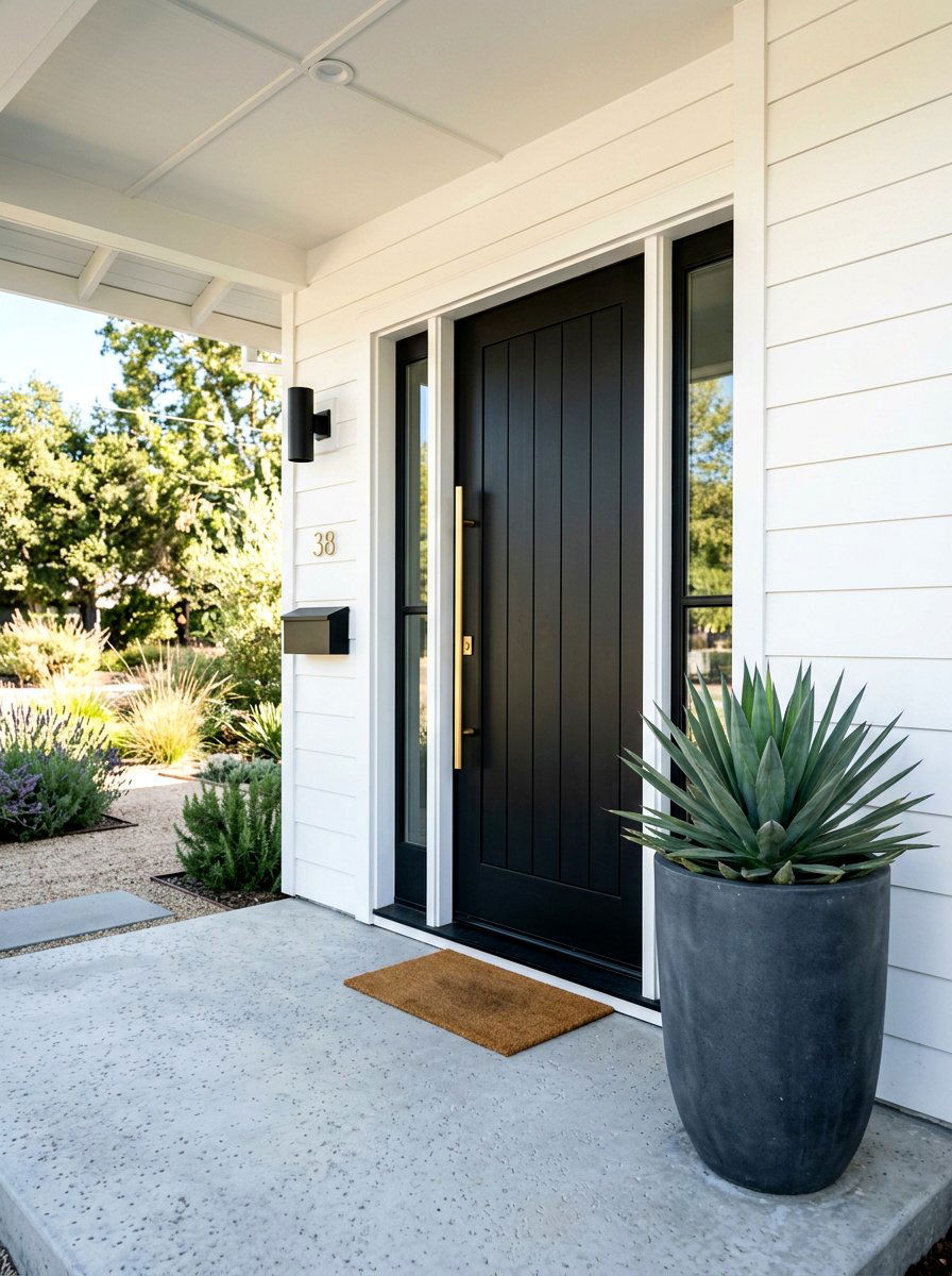 Modern Black Front Door - 30 porch entry ideas