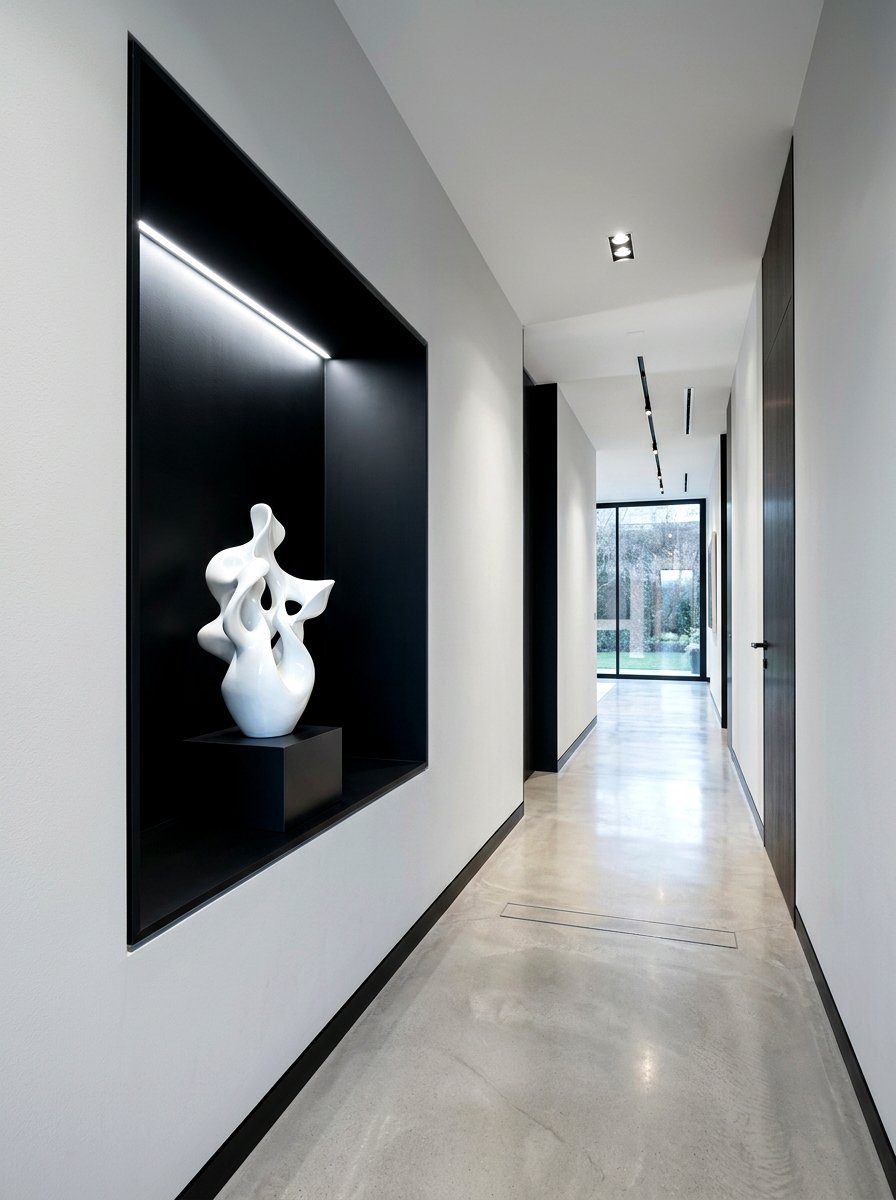Modern Black Hall Niche - 30 built in hall niche ideas