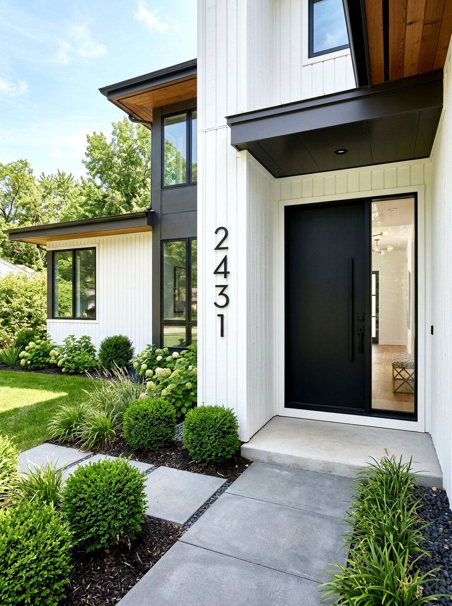 Modern Black House Numbers - 30 house numbers curb appeal ideas