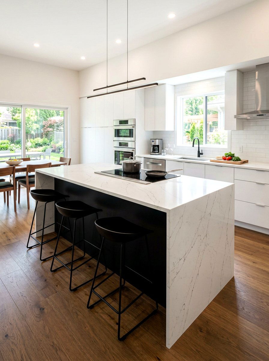 Modern Black Island - 30 black and white kitchen ideas