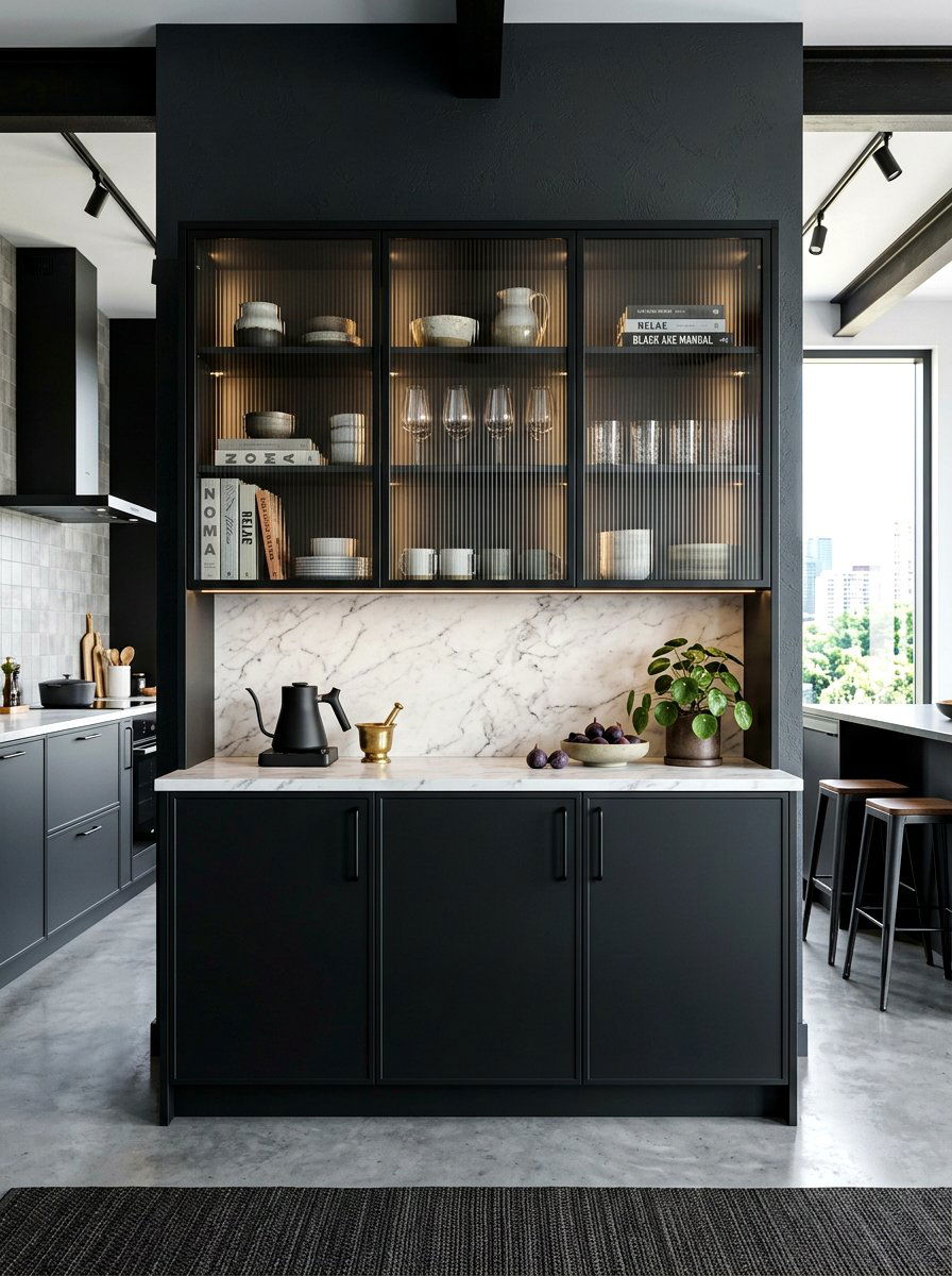 Modern Black Kitchen Hutch - 30 hutch kitchen storage ideas