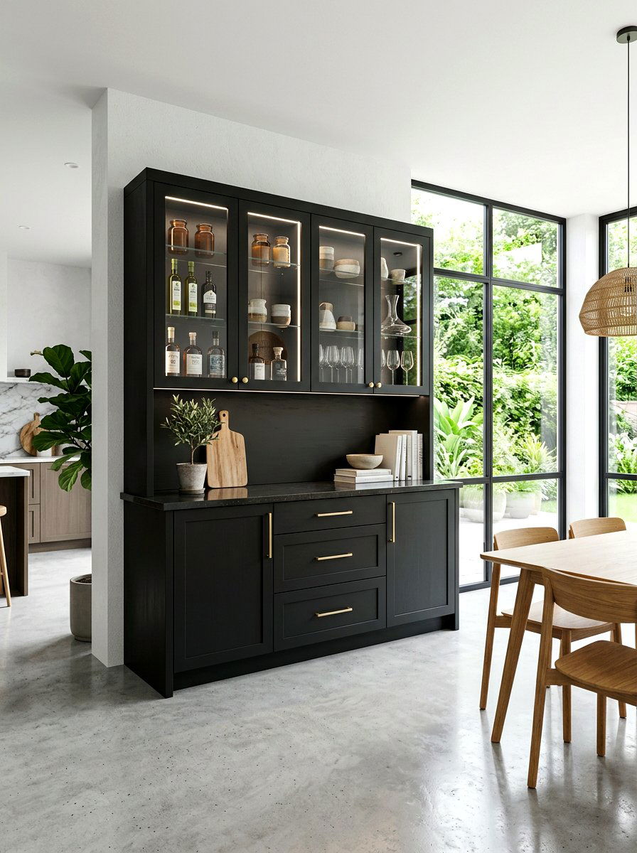 Modern Black Kitchen Hutch - 30 kitchen hutch ideas