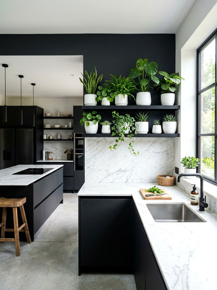 Modern Black Kitchen Ledge - 30 kitchen plant ledge ideas