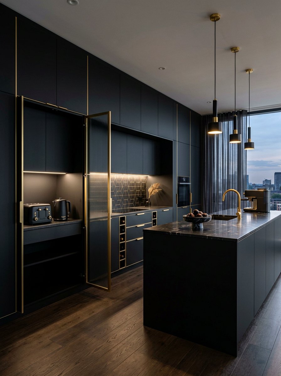 Modern Black Kitchen Storage - 30 hidden toaster garage ideas