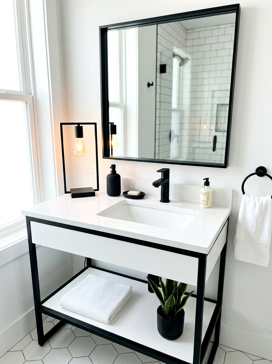 Modern Black Lamp - 30 mini lamp bathroom counter ideas