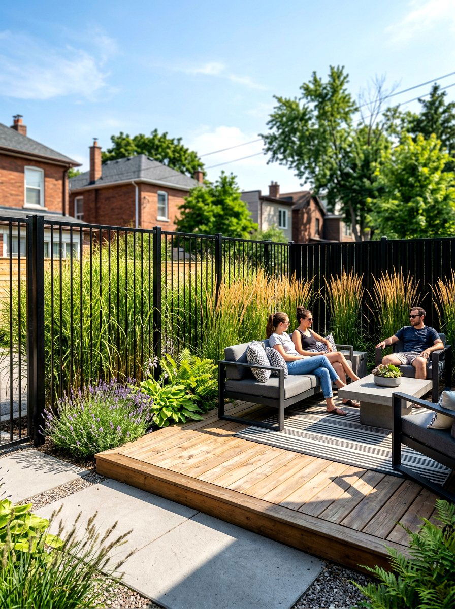 Modern Black Metal Fence - 30 small yard fence ideas