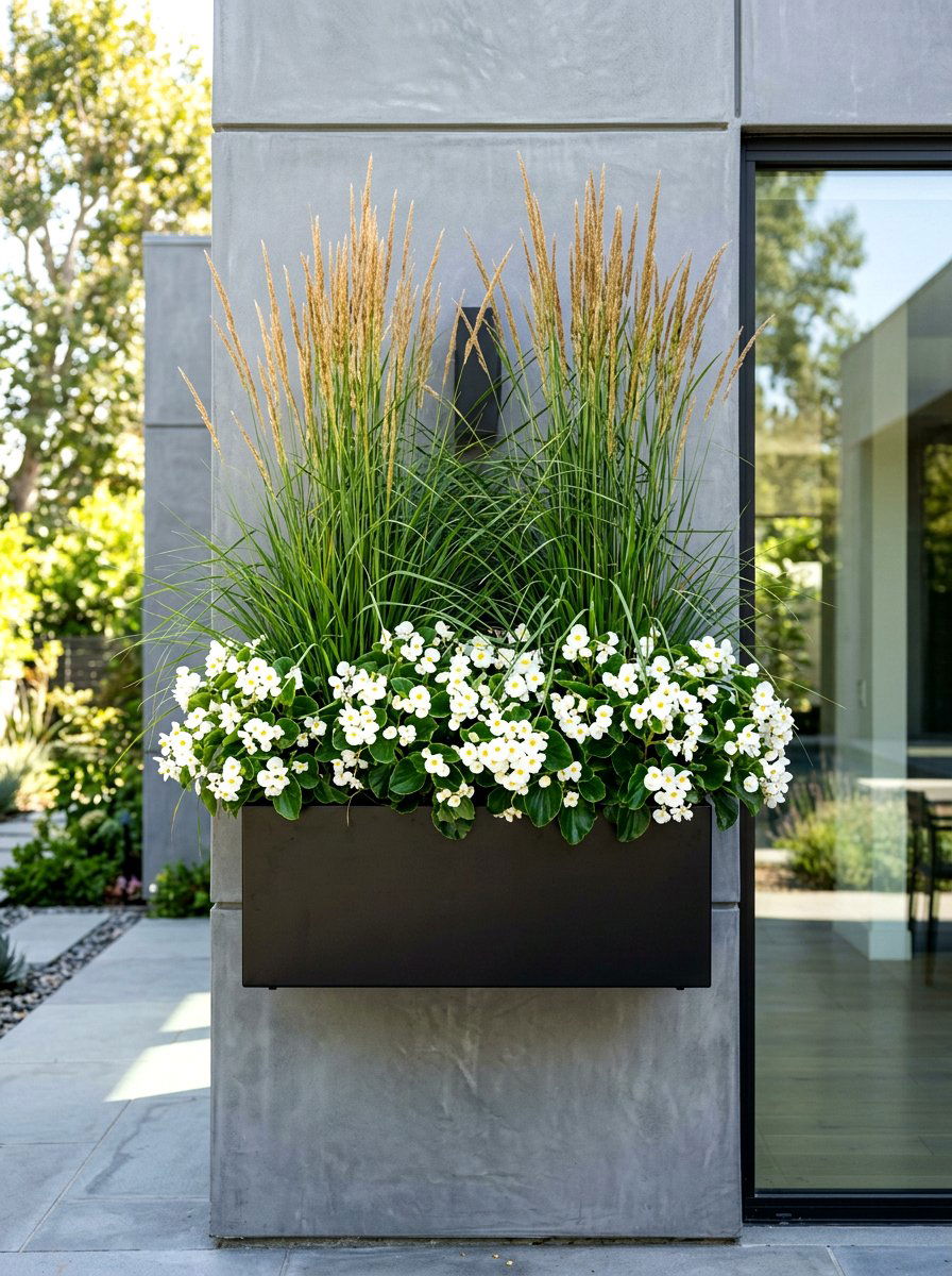Modern Black Metal Flower Box - 30 exterior flower box ideas
