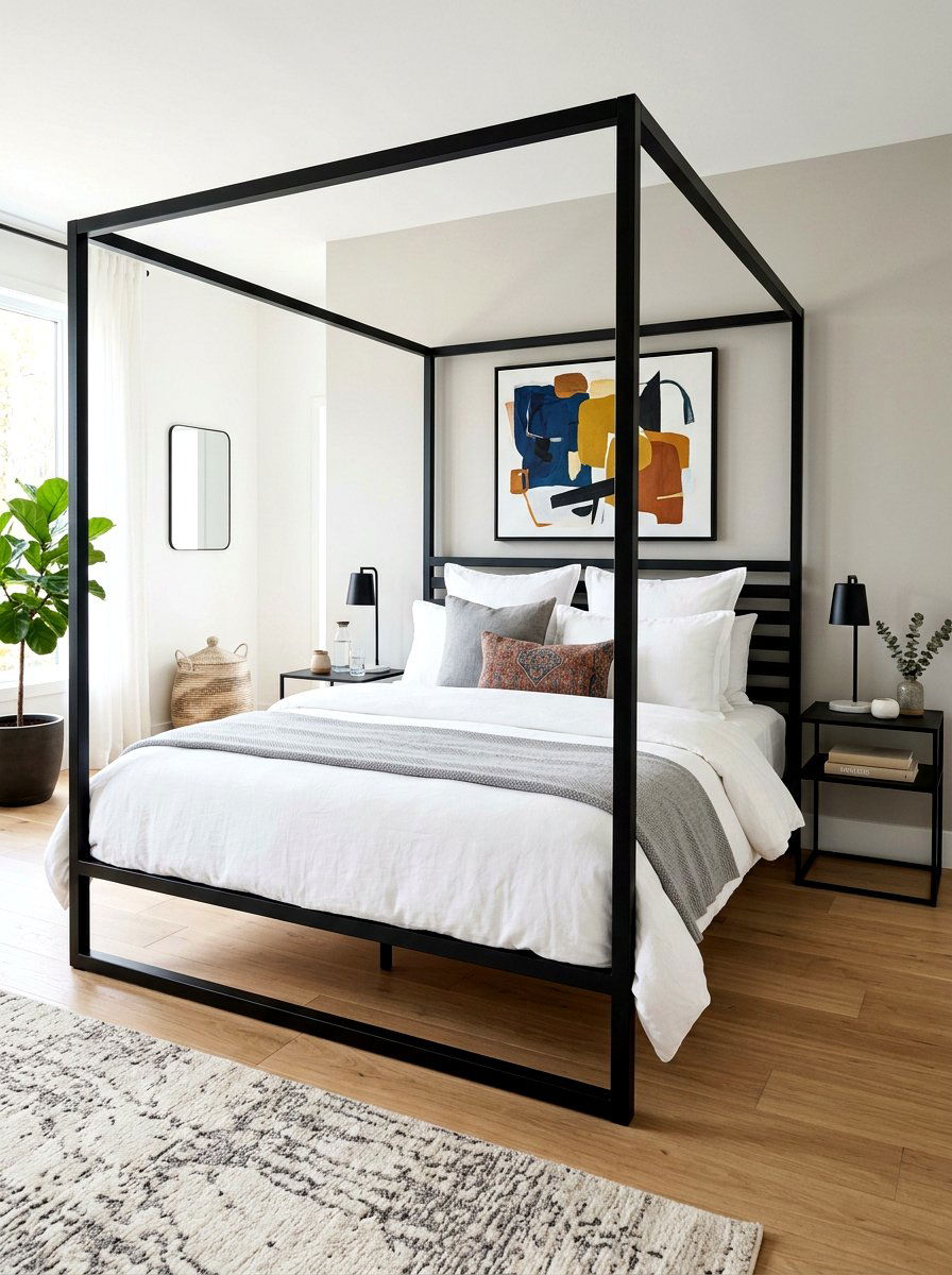 Modern Black Metal Four Poster Bed - 30 four poster bed ideas