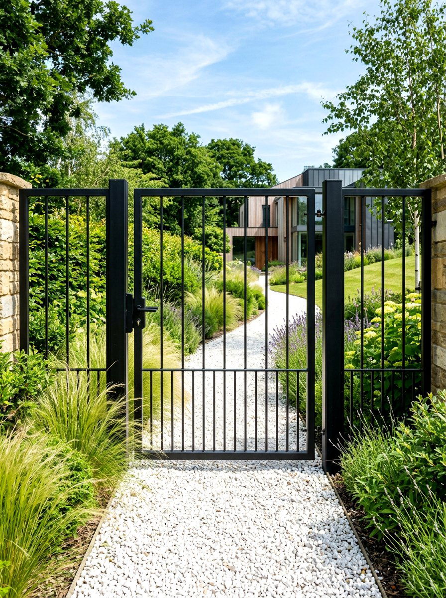 Modern Black Metal Gate - 30 front gate ideas