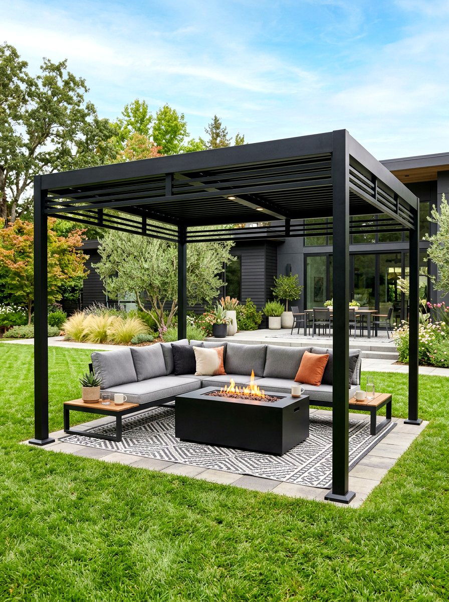 Modern Black Metal Gazebo - 30 cozy gazebo ideas