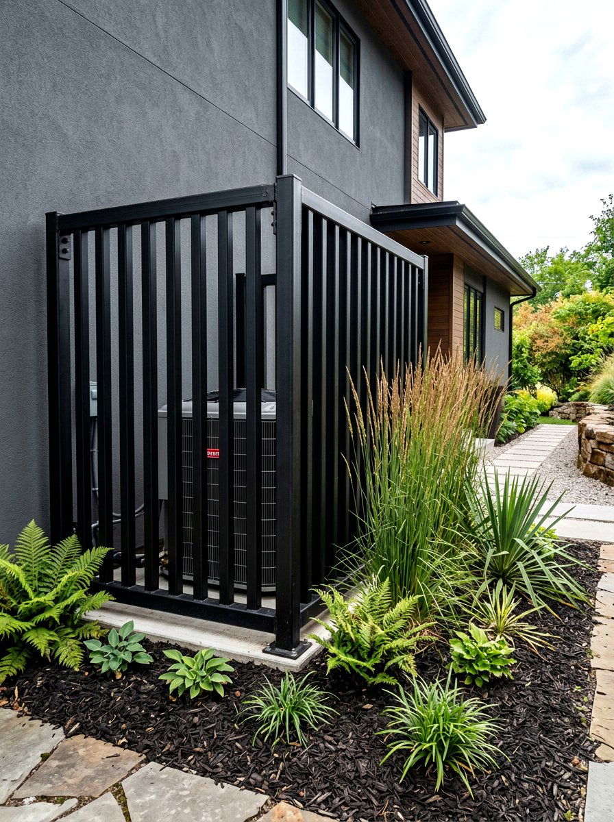 Modern Black Metal Grate - 30 AC screen privacy ideas