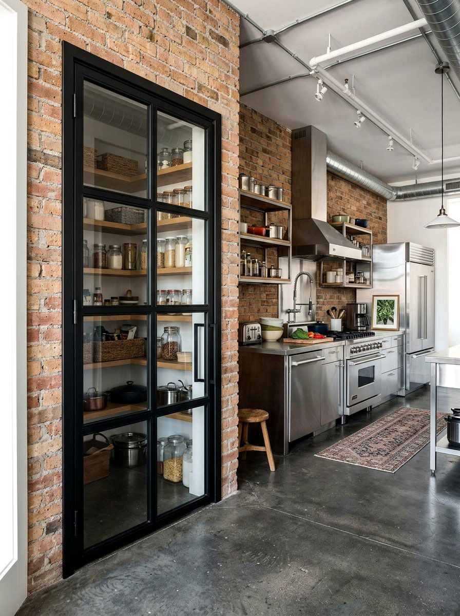 Modern Black Metal Pantry Door - 30 pantry door ideas