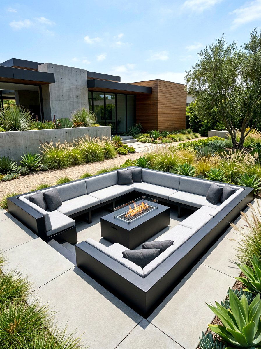 Modern Black Metal Pit - 30 conversation pit backyard ideas
