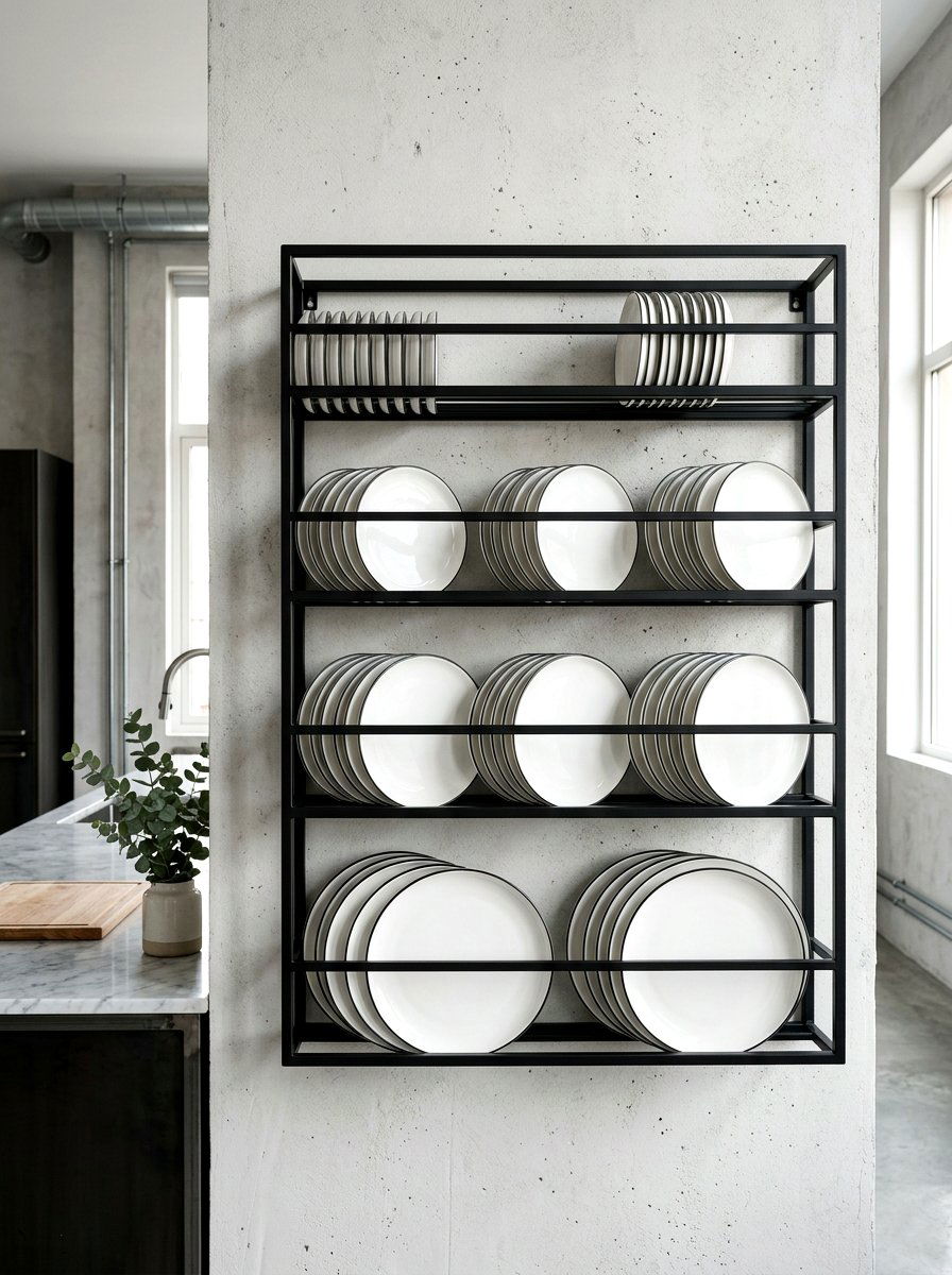 Modern Black Metal Plate Rack - 30 plate rack wall ideas