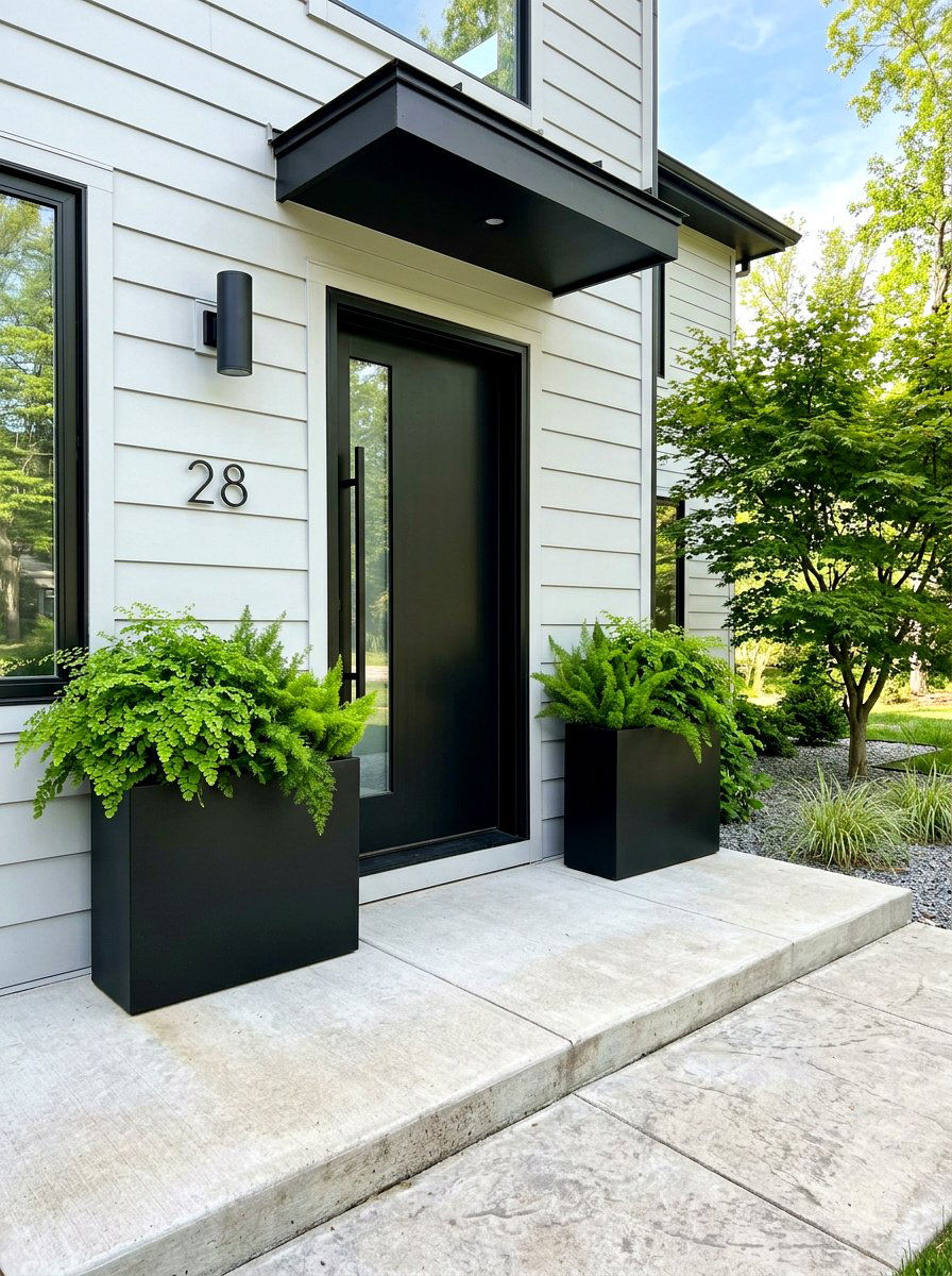 Modern Black Minimalist Planter - 30 porch ferns ideas