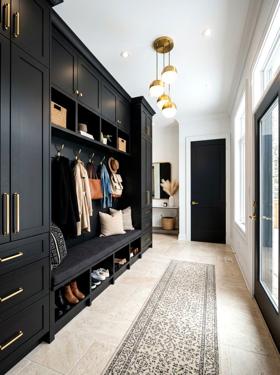 Modern Black Mudroom - 30 mudroom aesthetic ideas