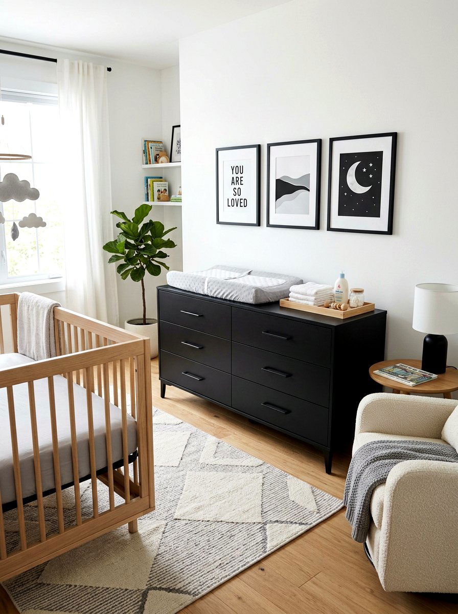 Modern Black Nursery Dresser - 30 changing station ideas