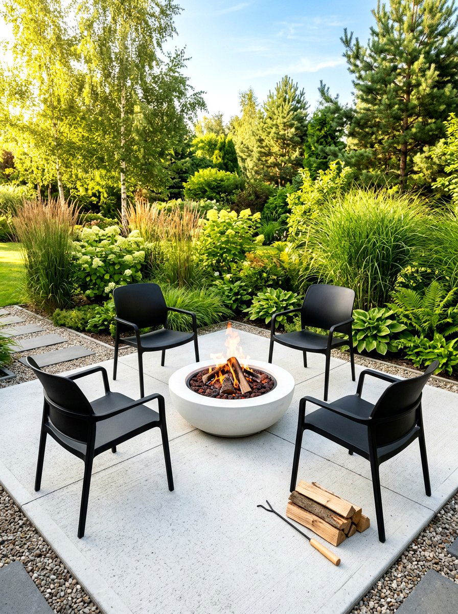 Modern Black Outdoor Chairs With Fire Bowl - 30 fire pit seating ideas