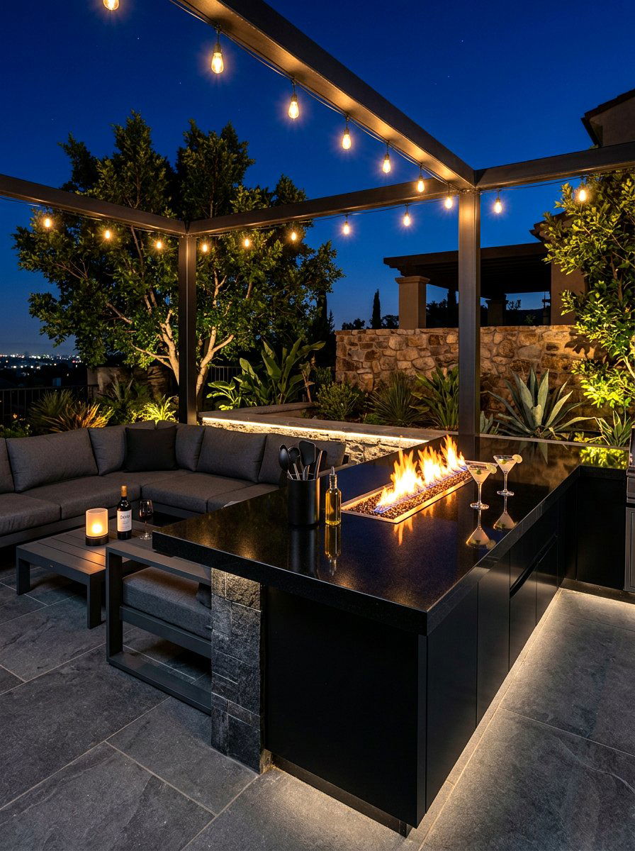Modern Black Outdoor Countertop - 30 outdoor countertop ideas
