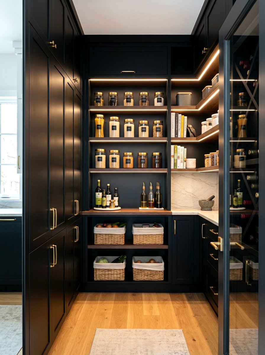 Modern Black Pantry - 30 kitchen pantry ideas