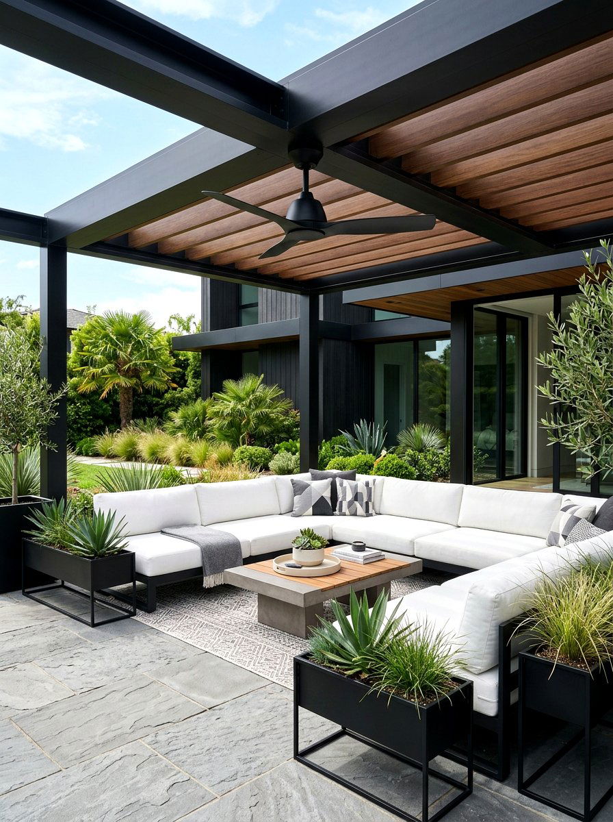 Modern Black Patio Fan - 30 outdoor ceiling fan patio ideas