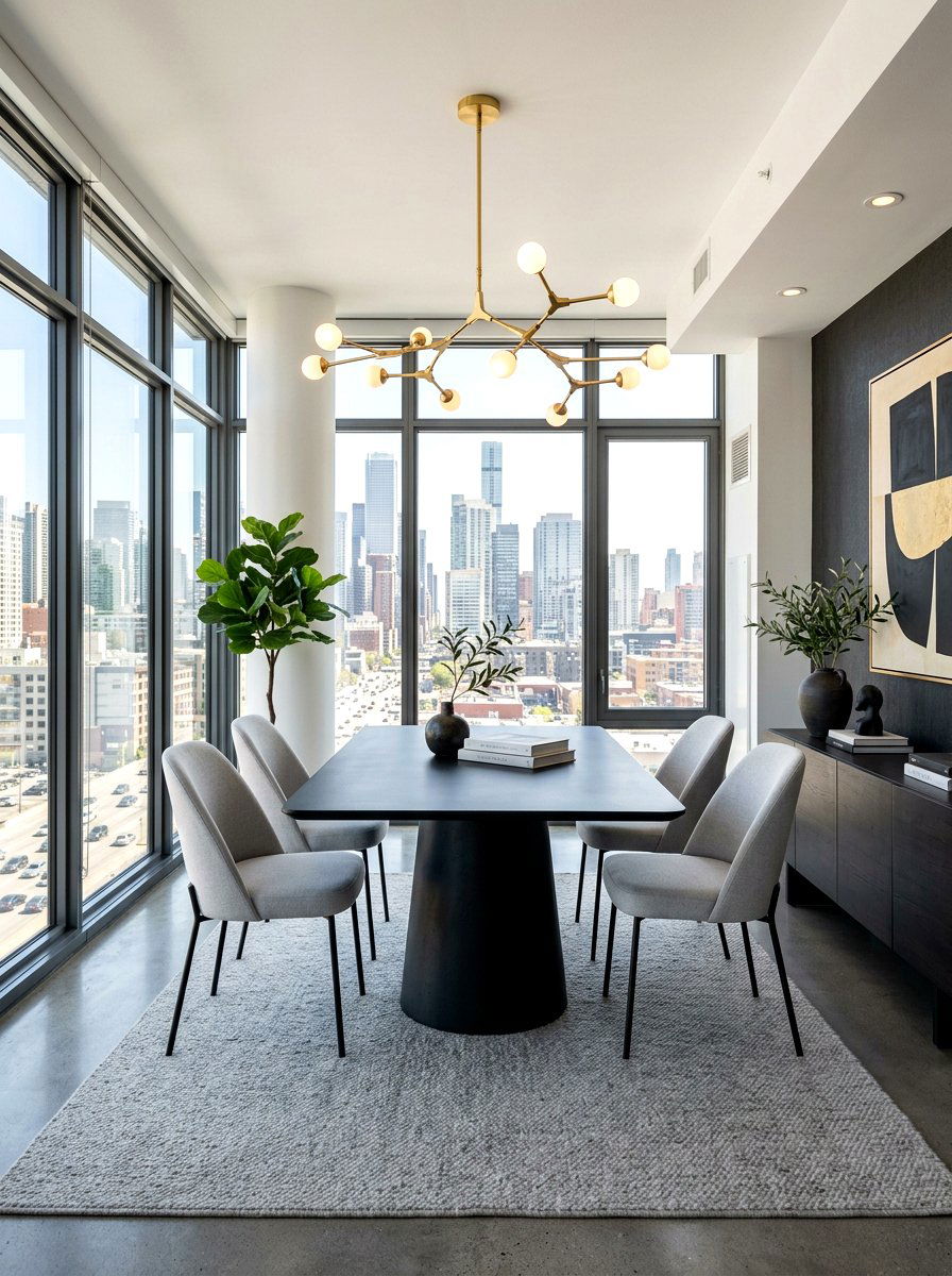 Modern Black Pedestal Table - 30 small space dining table ideas